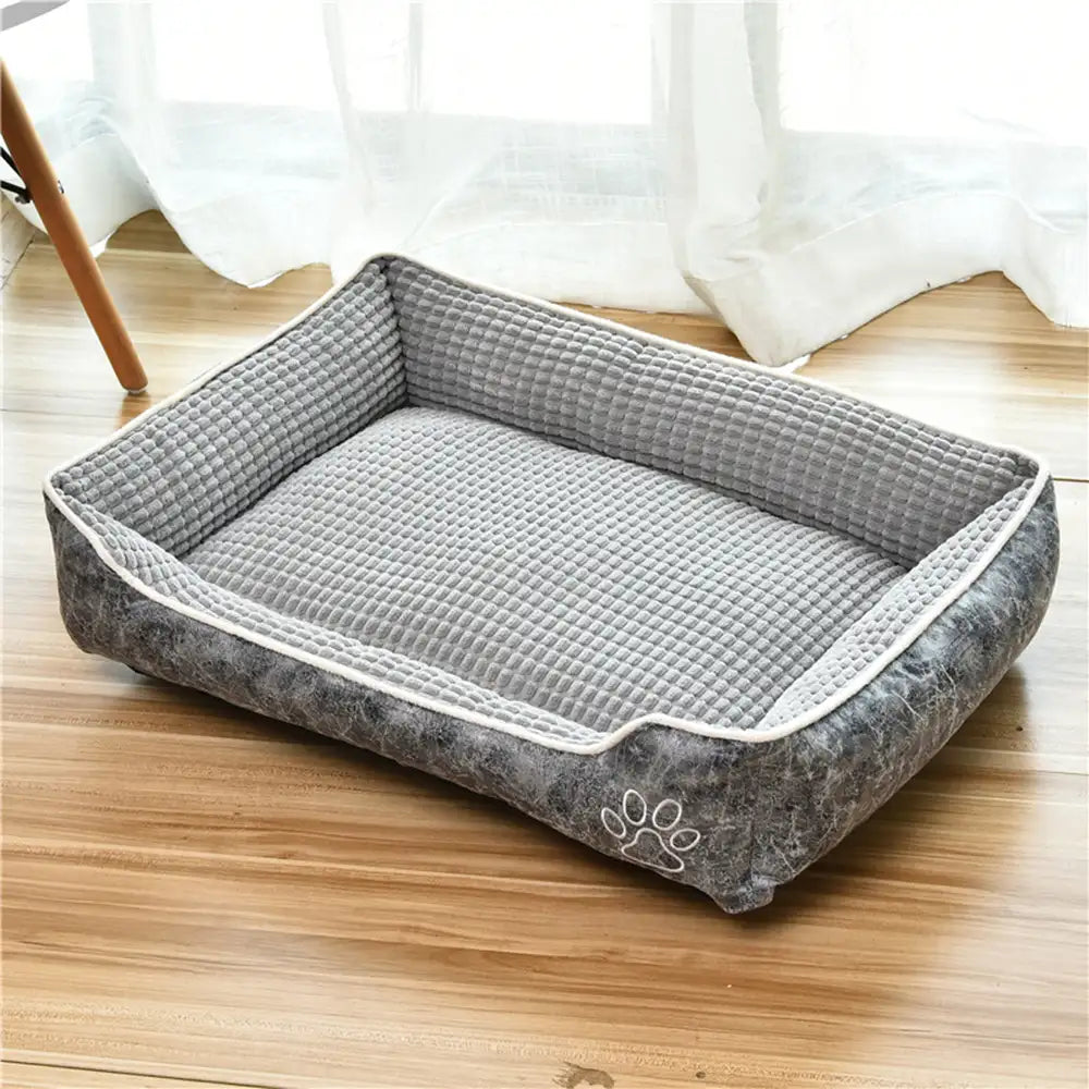 Luxury Faux Leather Soft Fleece Washable Dog Sofa Bed