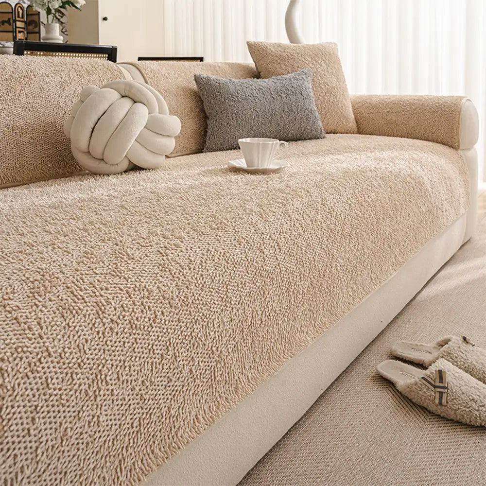 Luxury Long Plush Chenille All-Season Soft And Non-Slip Sofa Cover For Muddy Paws