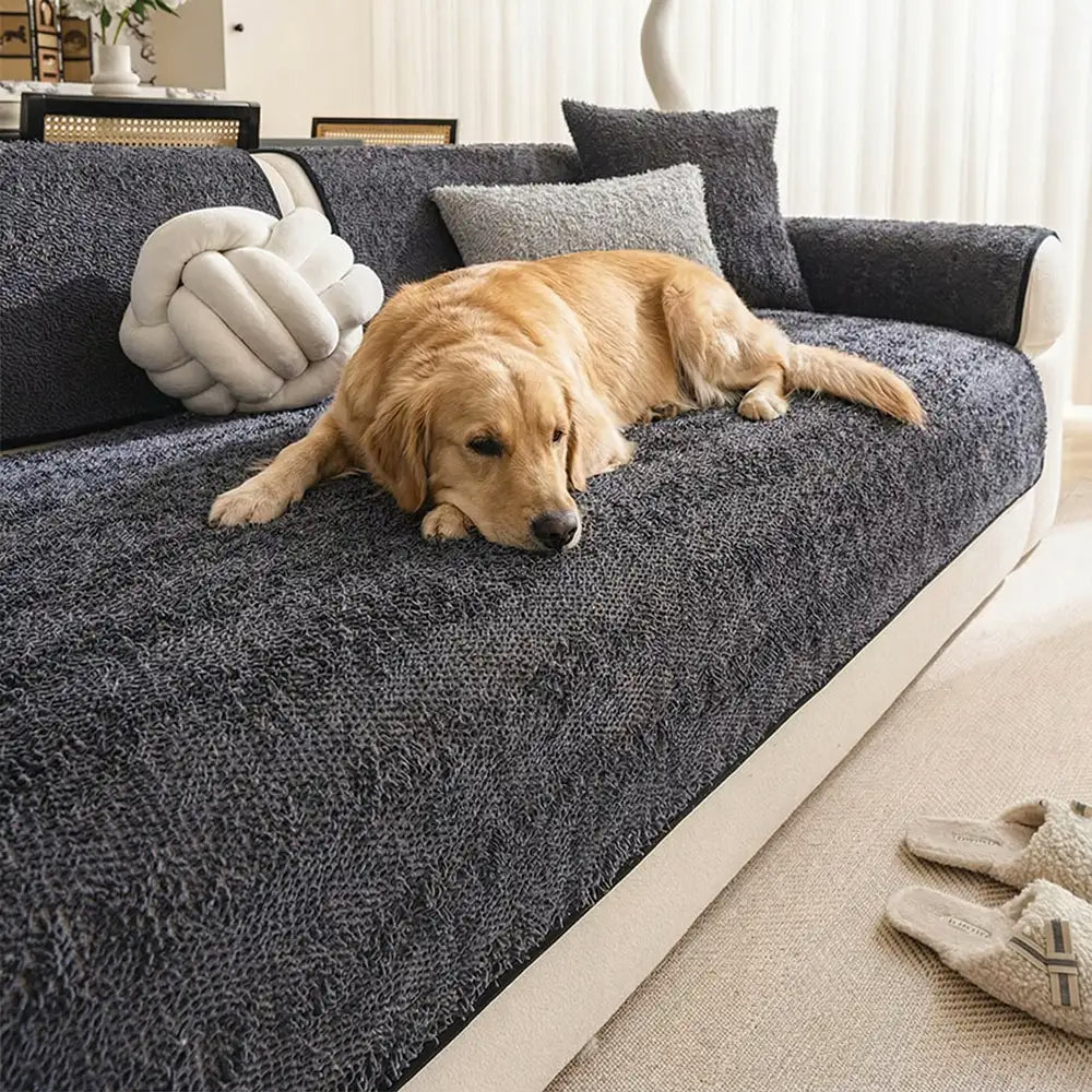 Luxury Long Plush Chenille All-Season Soft And Non-Slip Sofa Cover For Muddy Paws