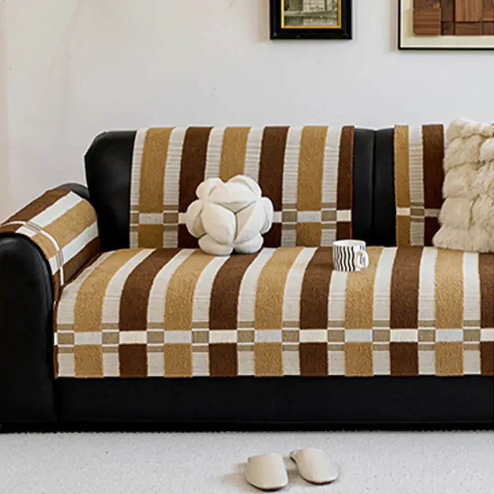 Mid-Century Modern Chenille Scratch-Resistant Furniture Protection Non-Slip Sofa Cover