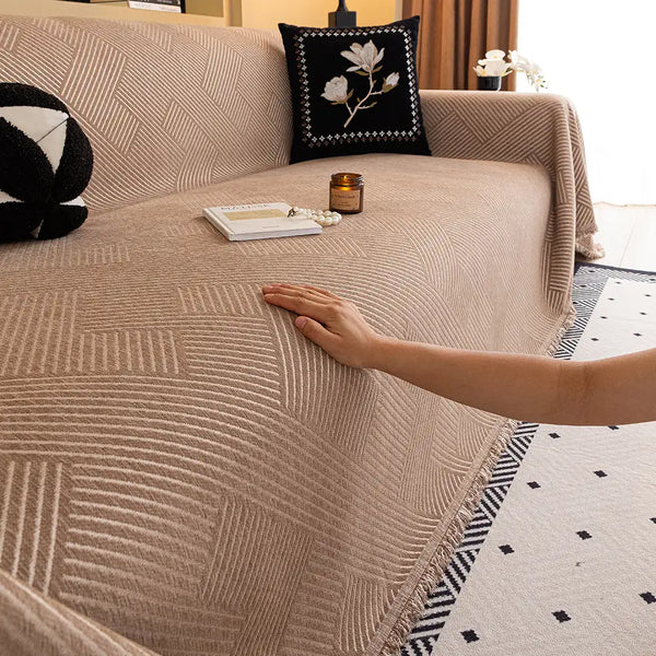 Modern Stripe Chenille Scratch-Resistant Sofa Protector Sofa Cover Sofa Throws