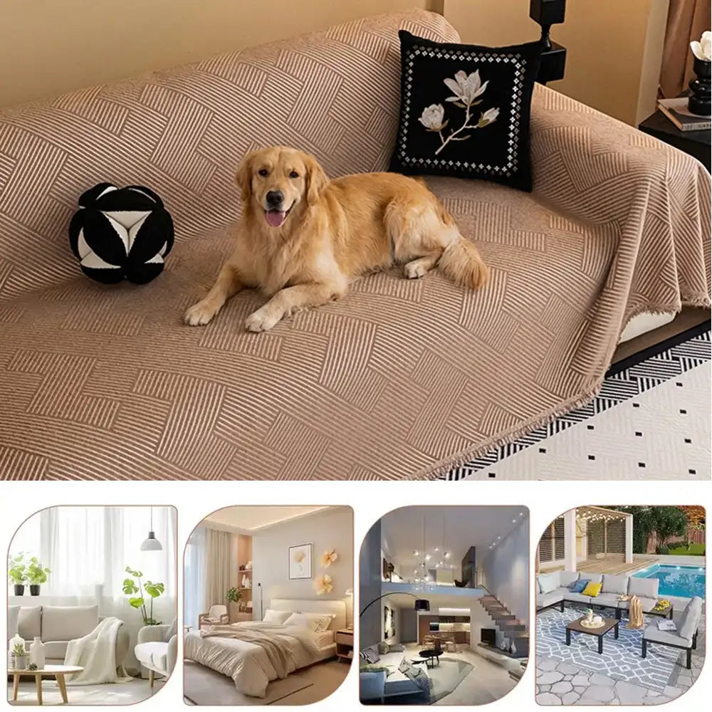 Modern Stripe Chenille Scratch-Resistant Sofa Protector Sofa Cover Sofa Throws