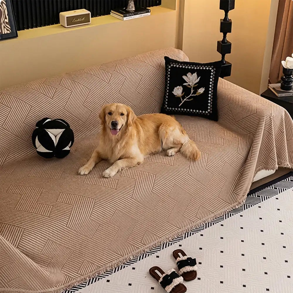 Modern Stripe Chenille Scratch-Resistant Sofa Protector Sofa Cover Sofa Throws
