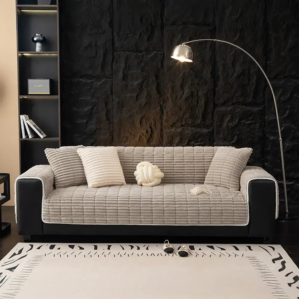 One-Piece Cozy Flannel Sofa Protection Non-Slip Corner Couch Cover