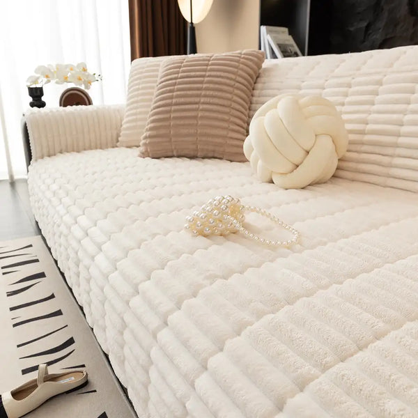 One-Piece Cosy Flannel Sofa Protection Non-Slip Sofa Cover