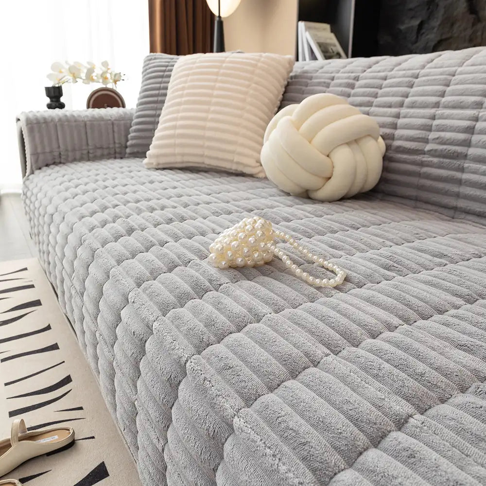 One-Piece Cozy Flannel Sofa Covers Non-Slip Recliner Armchair Covers