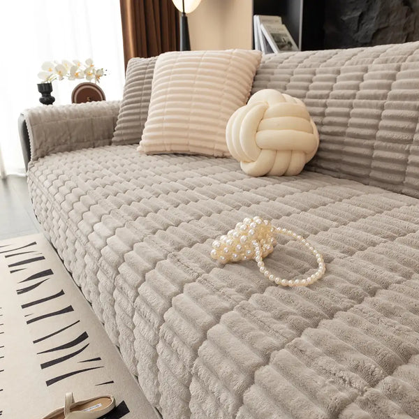 One-Piece Cozy Flannel Sofa Covers Non-Slip Recliner Armchair Covers