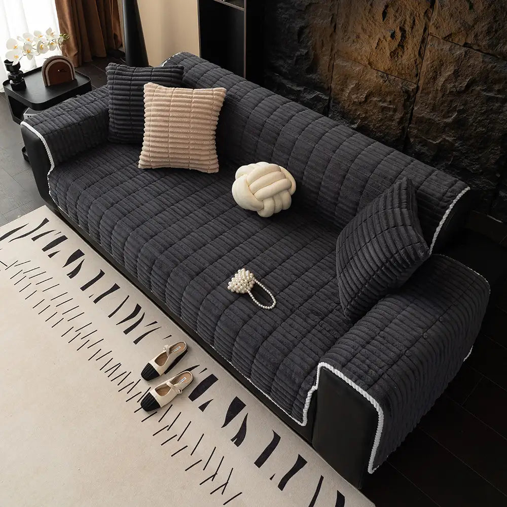 Waterproof One-Piece Cozy Flannel Sofa Protection Non-Slip Couch Cover & Office Chair Protector