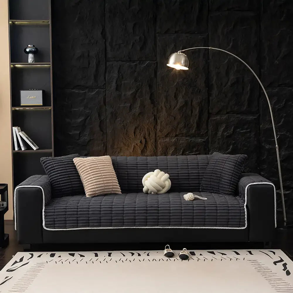 One-Piece Cozy Flannel Sofa Covers Non-Slip Recliner Armchair Covers