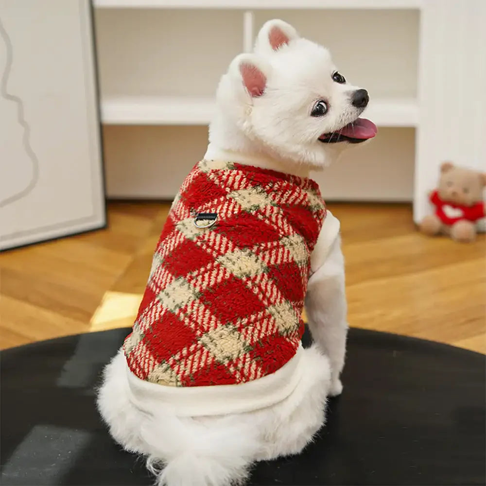 Plaid Comfortable Warm Plush Dog Jumper Sweater Suitable For All Breeds of Dogs