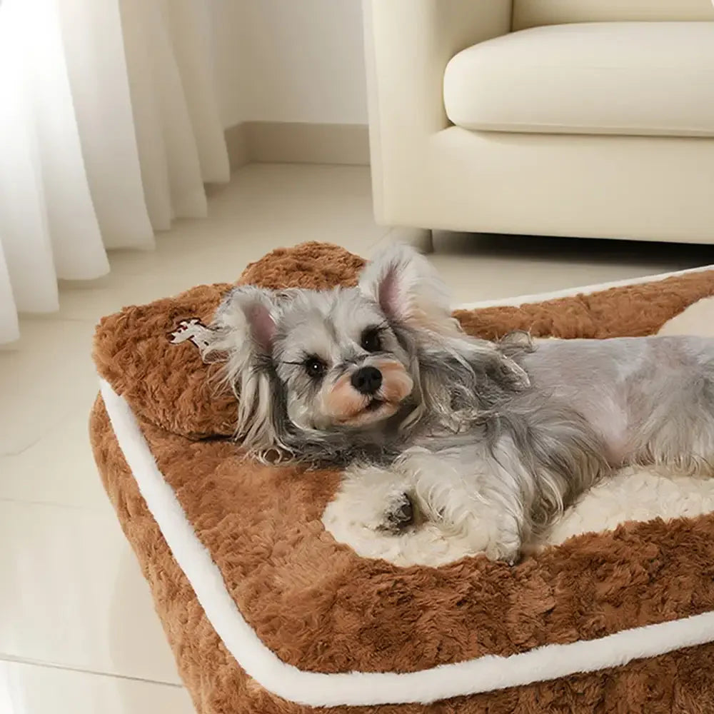 Plush Colour-Blocked Creative Bolster Pet Bed