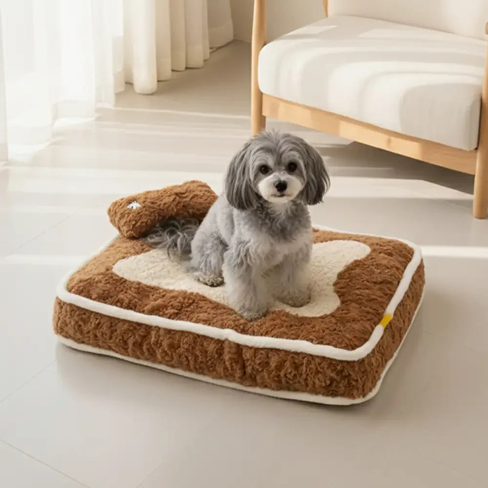 Plush Colour-Blocked Creative Bolster Pet Bed
