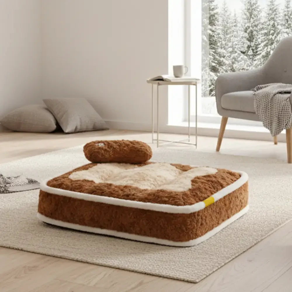 Plush Colour-Blocked Creative Bolster Pet Bed