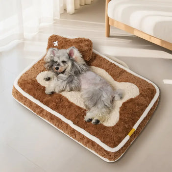 Plush Colour-Blocked Creative Bolster Pet Bed