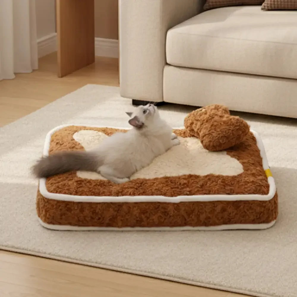 Plush Colour-Blocked Creative Bolster Pet Bed
