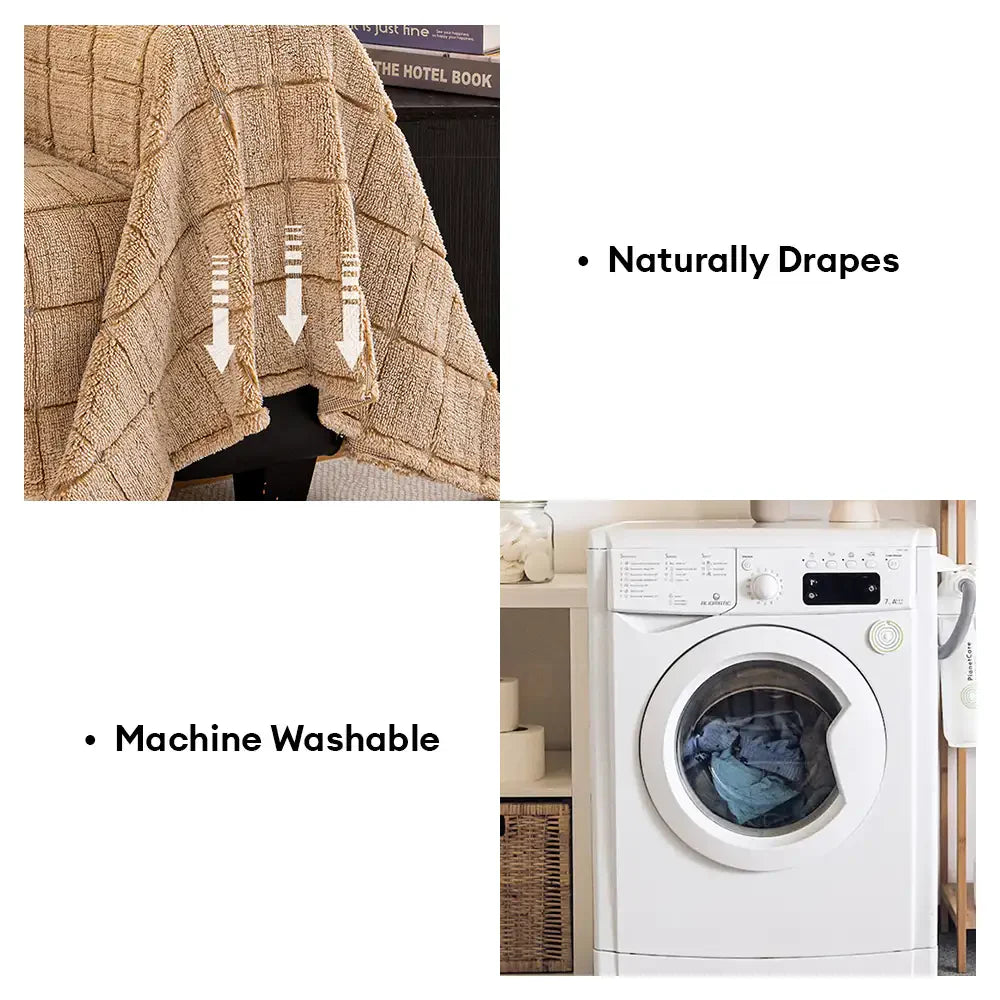 Plush Quilted Classic Chequered Comfortable Thickened Sofa Cover