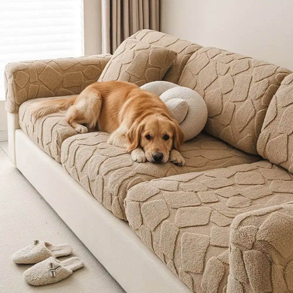 Plush Stone-Shaped Creative Texture Stretch Universal Fully Fitted Sofa Cover