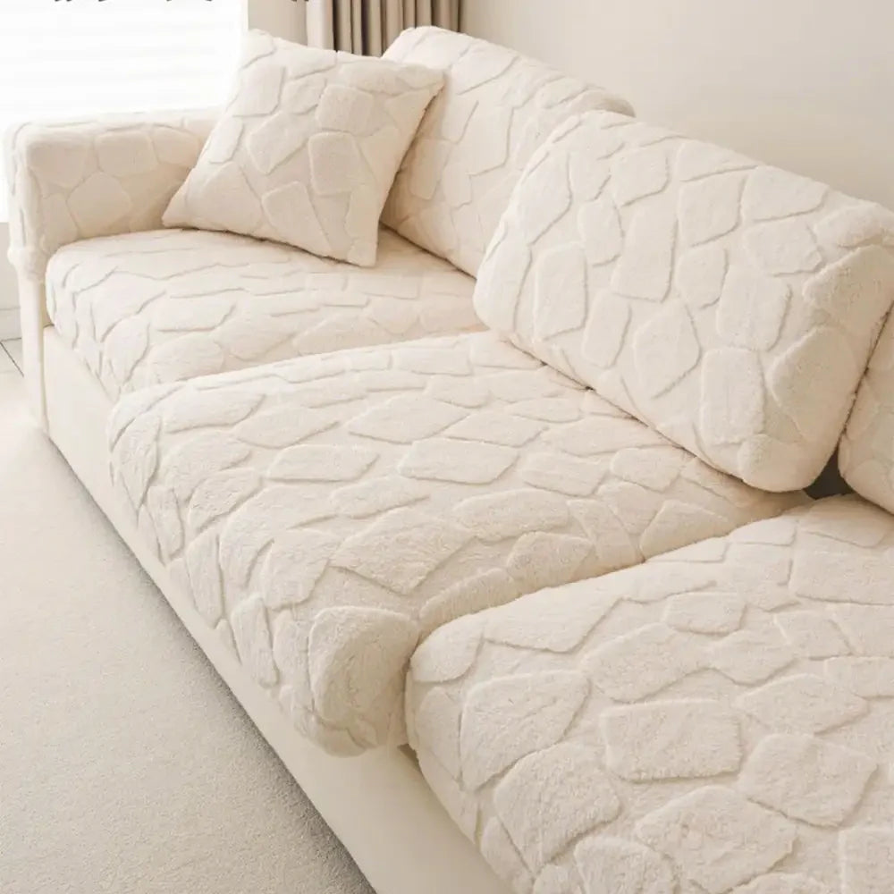 Plush Stone-Shaped Creative Texture Stretch Universal Fully Fitted Sofa Cover