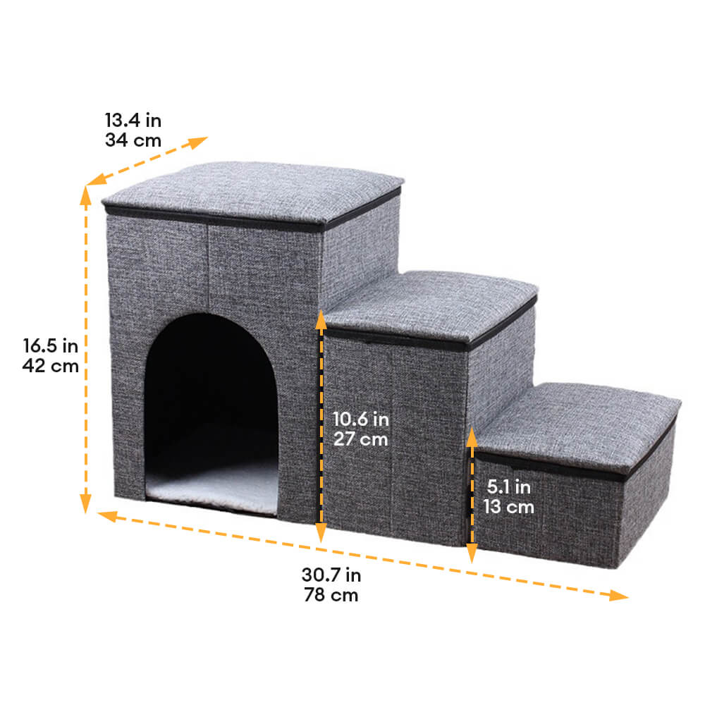 Portable Multi-Functional Foldable Dog Steps with Storage and Condo