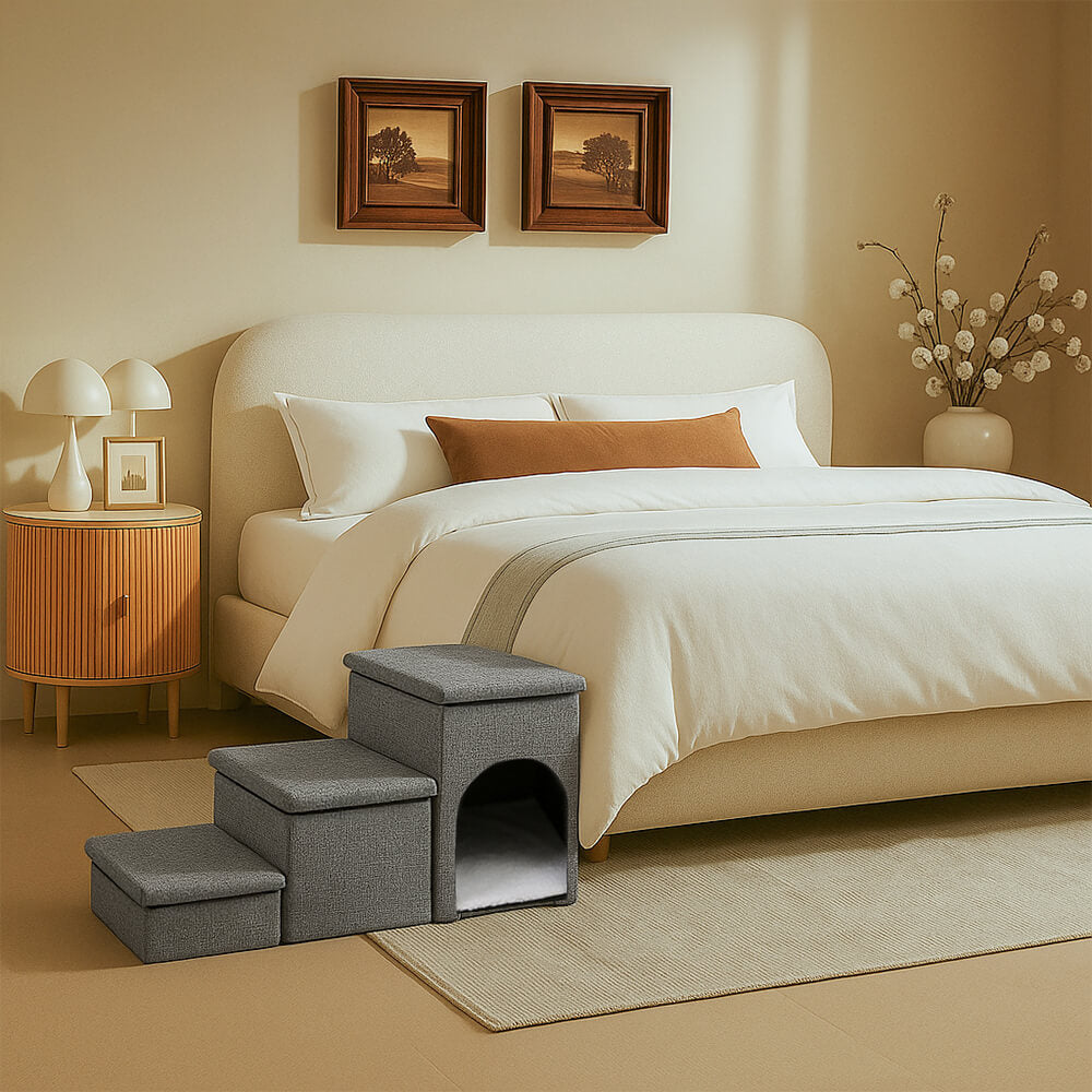 Portable Multi-Functional Foldable Dog Steps with Storage and Condo