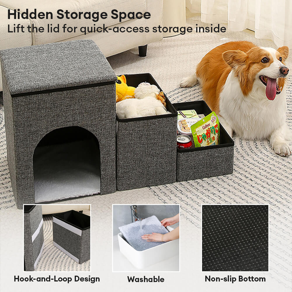 Portable Multi-Functional Foldable Dog Steps with Storage and Condo