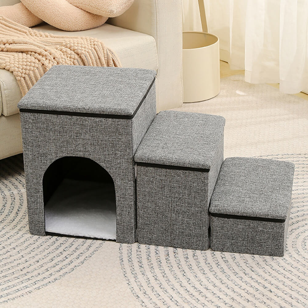 Portable Multi-Functional Foldable Dog Steps with Storage and Condo