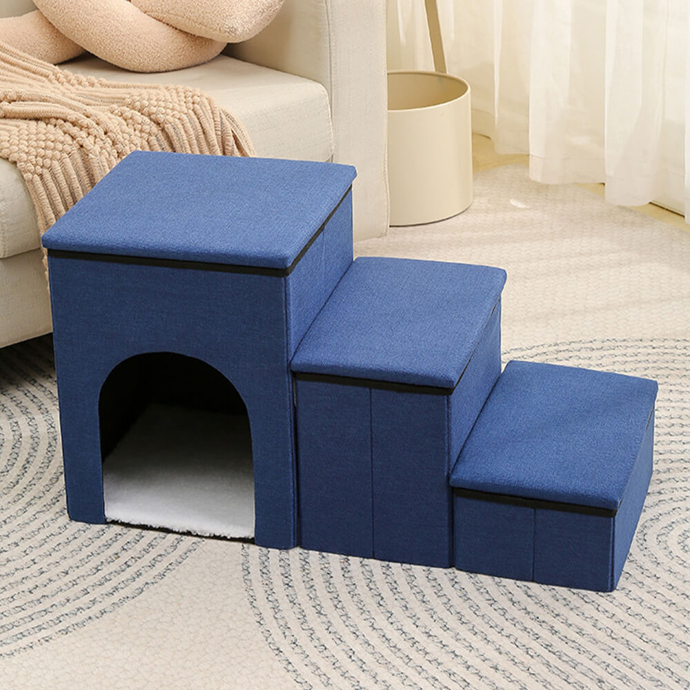 Portable Multi-Functional Foldable Dog Steps with Storage and Condo