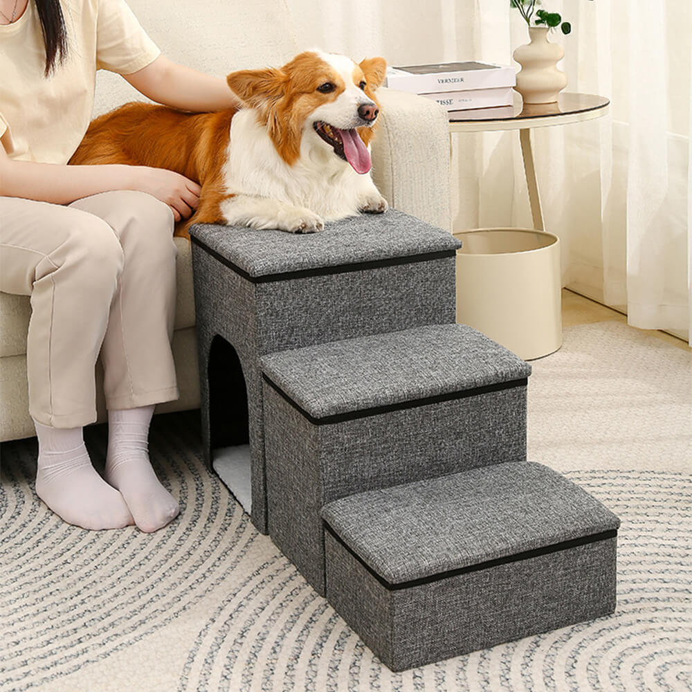 Portable Multi-Functional Foldable Dog Steps with Storage and Condo