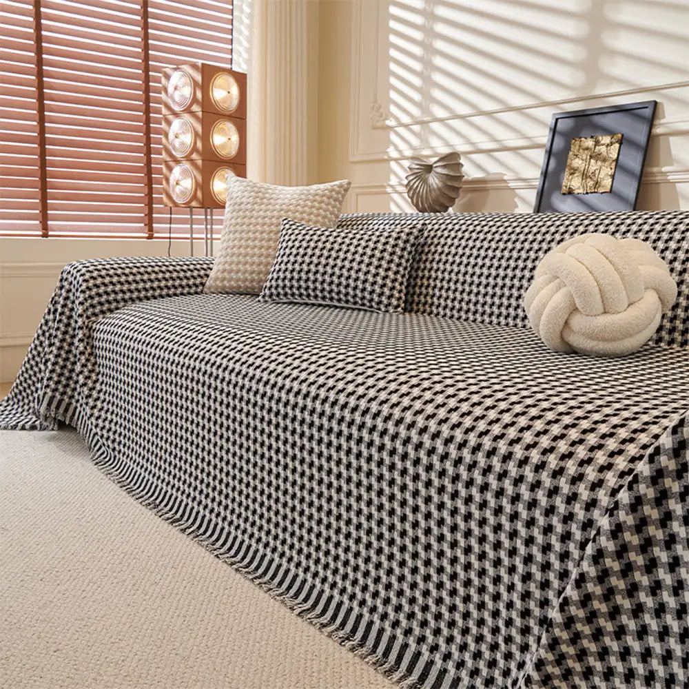 Puzzle Textured Chenille Scratch-Resistant Sofa Throw Blanket Sofa Cover