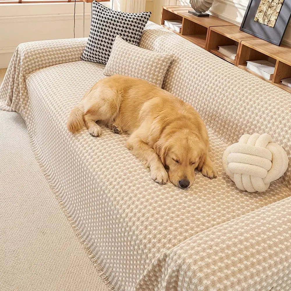 Puzzle Textured Chenille Scratch-Resistant Sofa Throw Blanket Sofa Cover