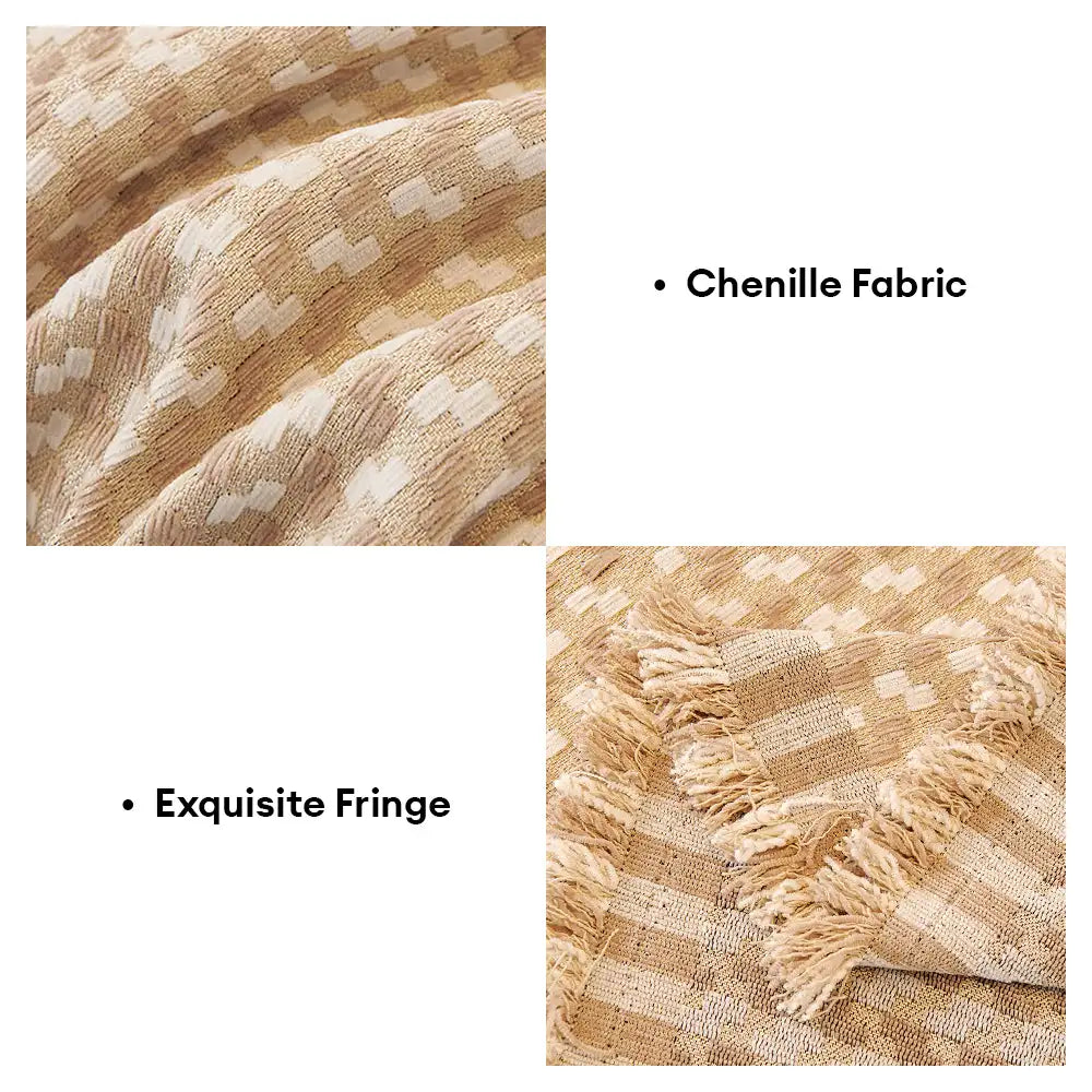 Puzzle Textured Chenille Scratch-Resistant Sofa Throw Blanket Sofa Cover