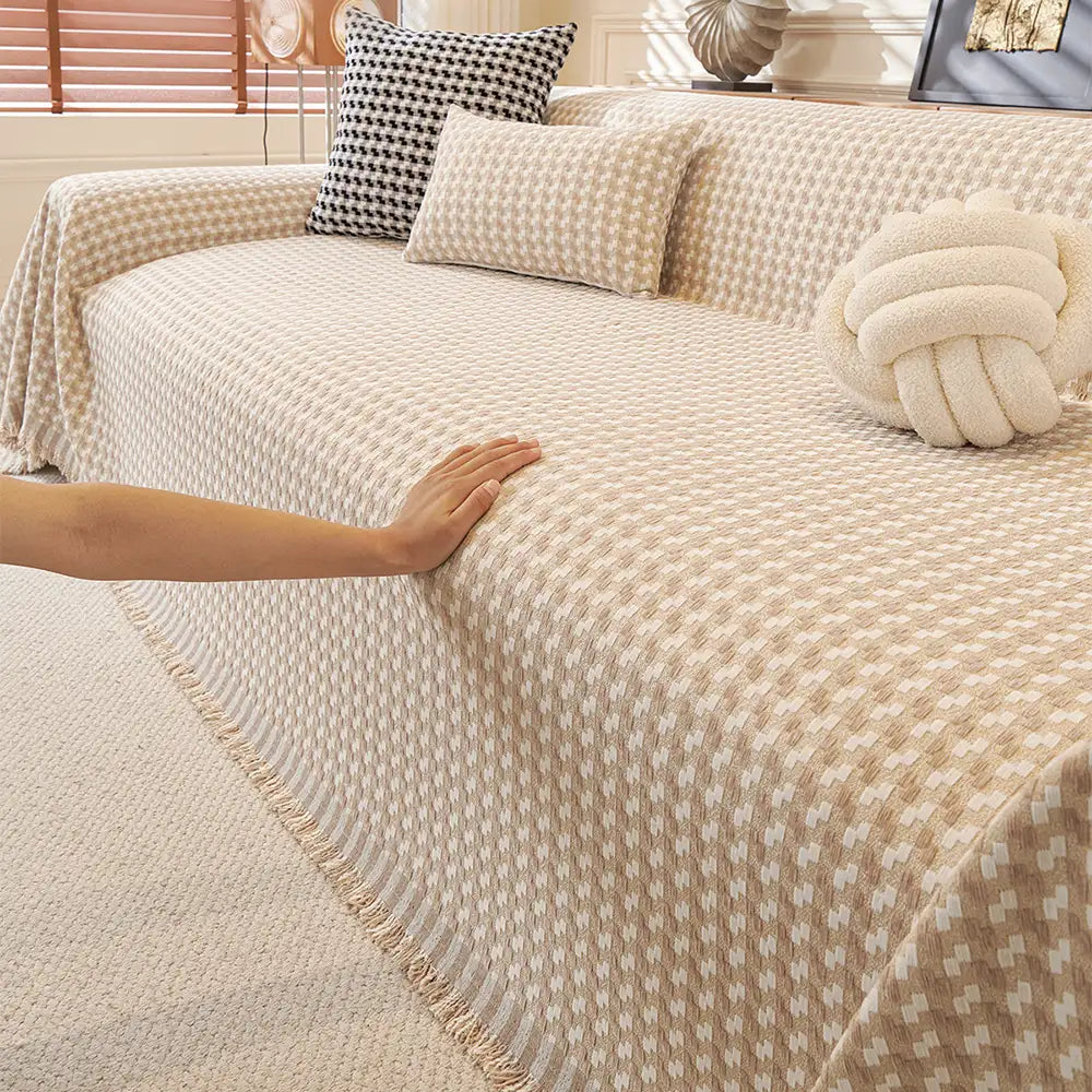 Puzzle Textured Chenille Scratch-Resistant Sofa Throw Blanket Sofa Cover