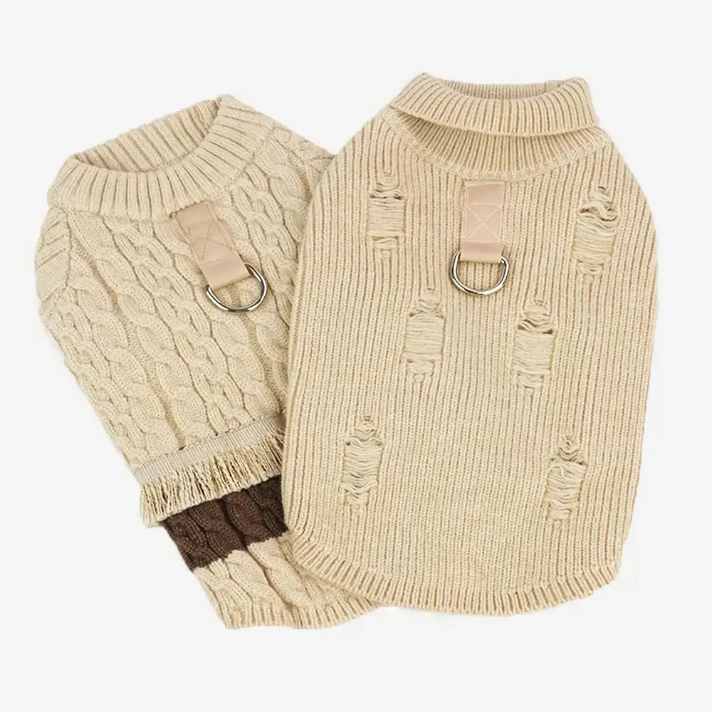 Retro Cable Knit Dachshund And Small To Medium-Sized Dog Jumper