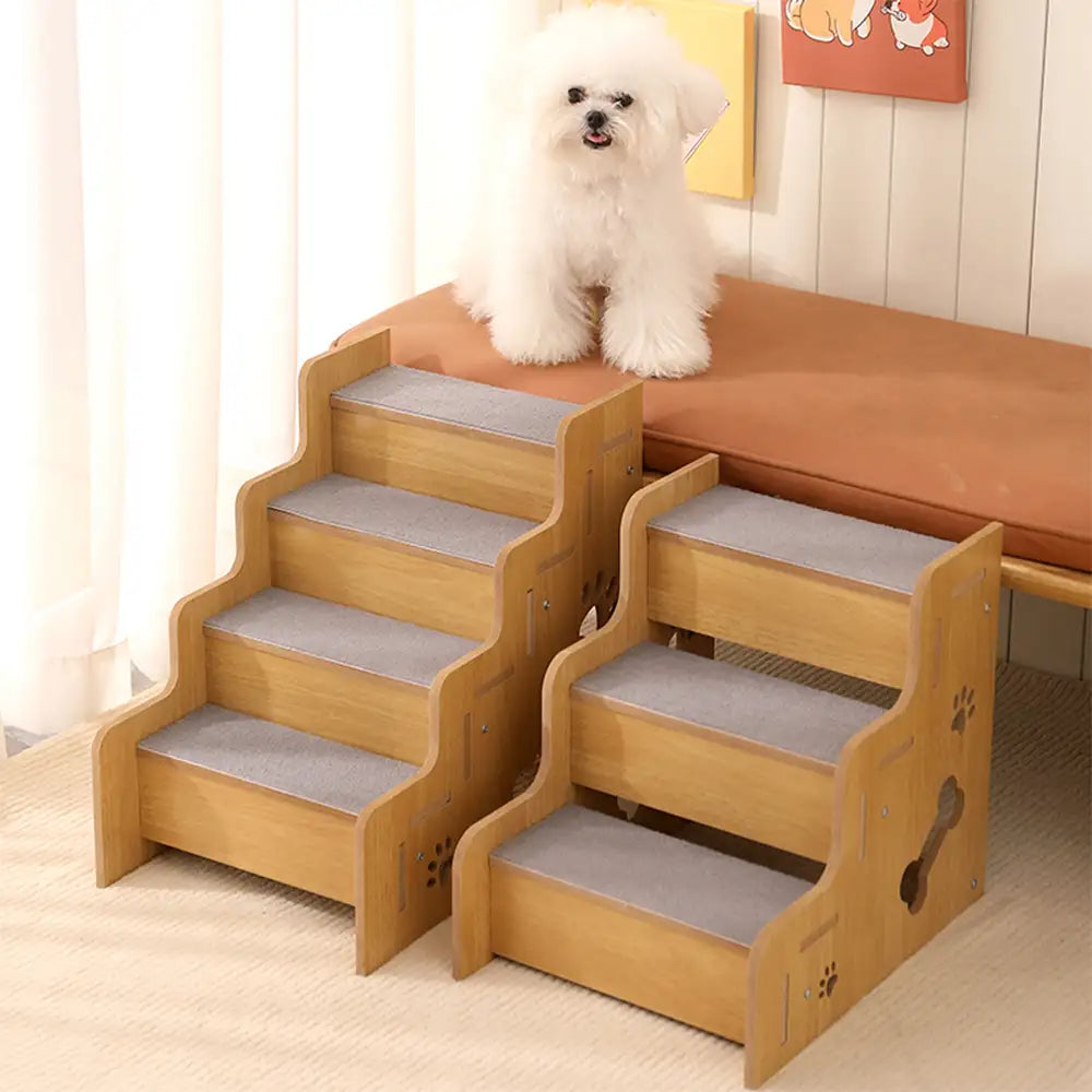 Safe Sturdy Wood Non-Slip Dog Ramp Steps