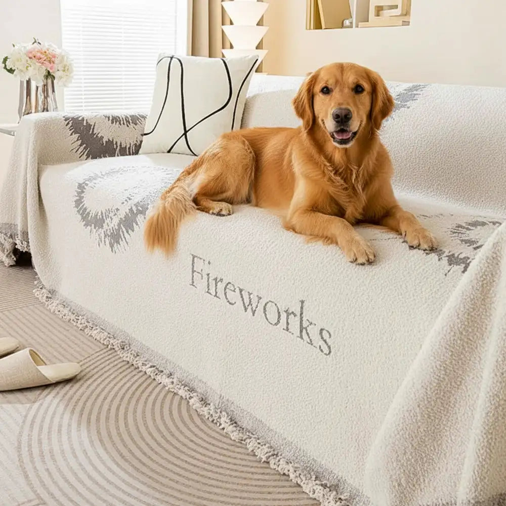 Simple Double-Sided Plush Yarn Scratch-Resistant Comfortable Sofa Cover - Fireworks