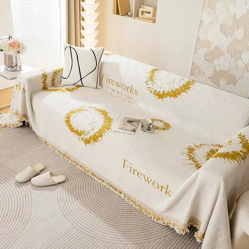 Simple Double-Sided Plush Yarn Scratch-Resistant Comfortable Sofa Cover - Fireworks