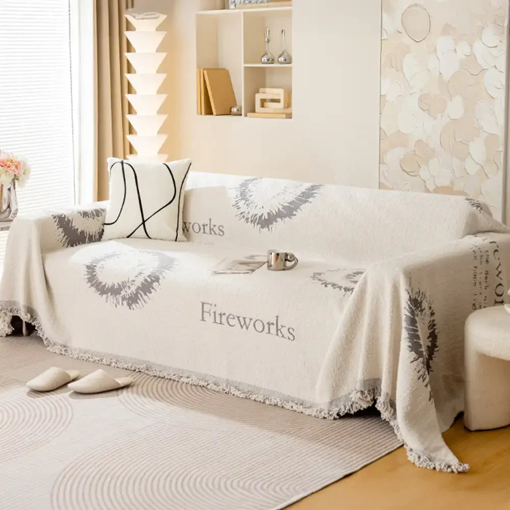 Simple Double-Sided Plush Yarn Scratch-Resistant Comfortable Sofa Cover - Fireworks