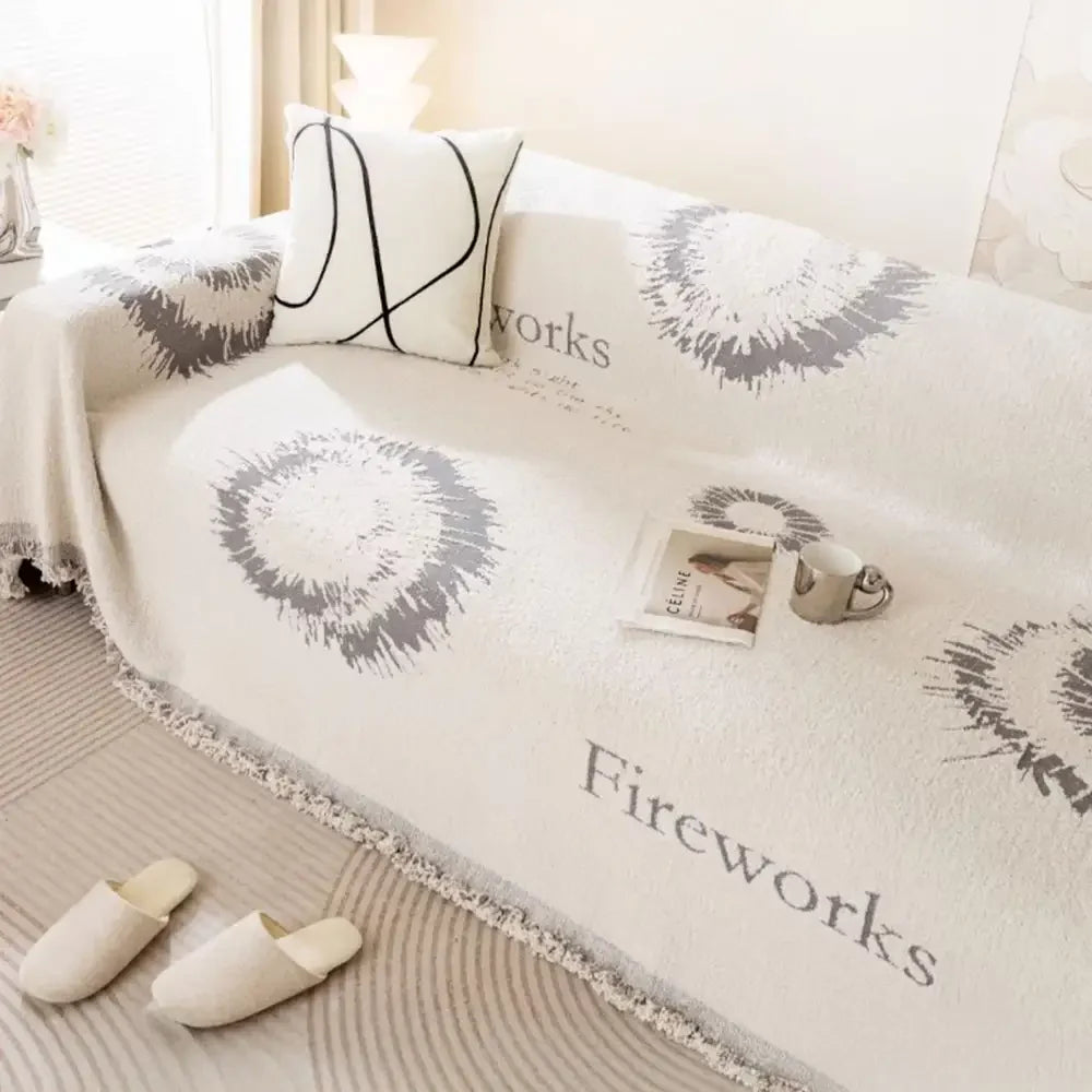 Simple Double-Sided Plush Yarn Scratch-Resistant Comfortable Sofa Cover - Fireworks