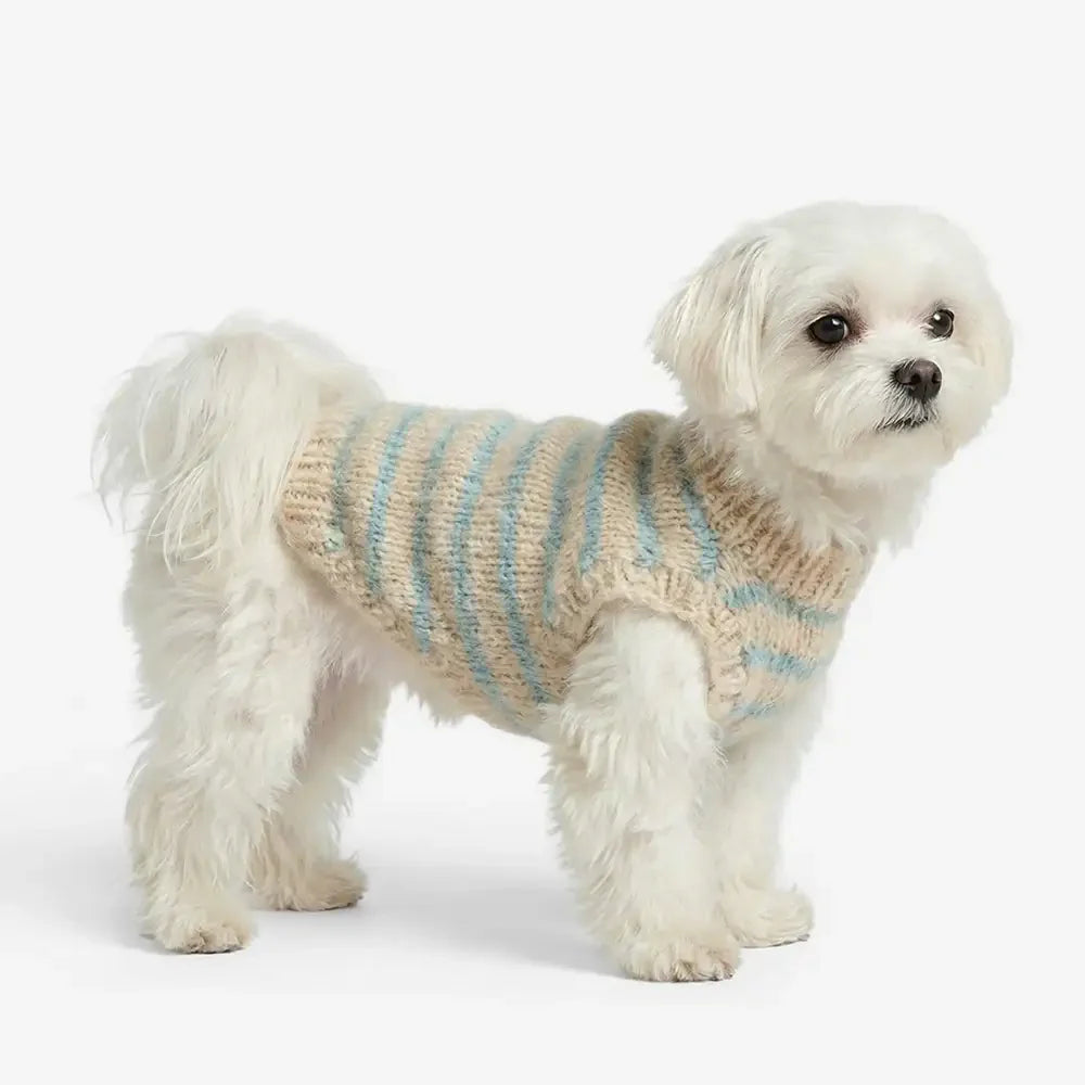 Soft Faux Wool Knitted Striped Dog Jumper for Small Dogs