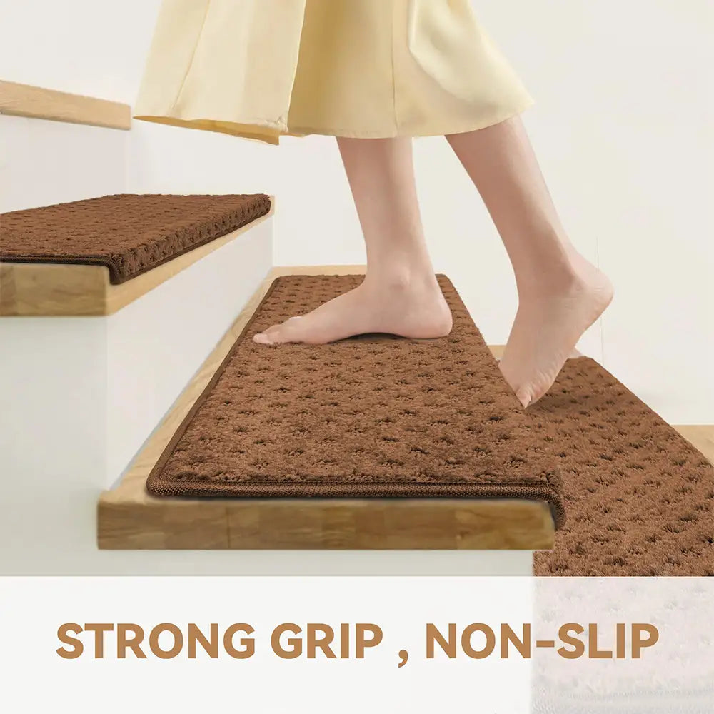 Soft Plush Indoor Stair Protectors Pet Friendly Tape Free Carpet Stair Treads