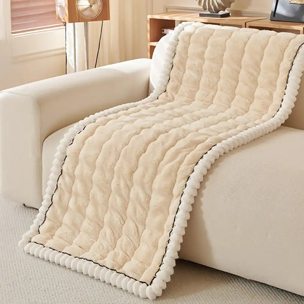Solid-Colour Fluffy Sofa Decor Thickened Sofa Cover