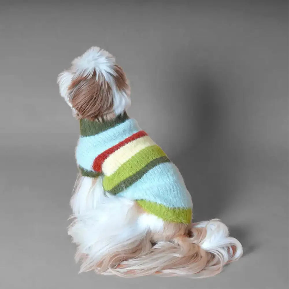 Stylish Striped Stand-Up Collar Knitted Plush Dog Jumper