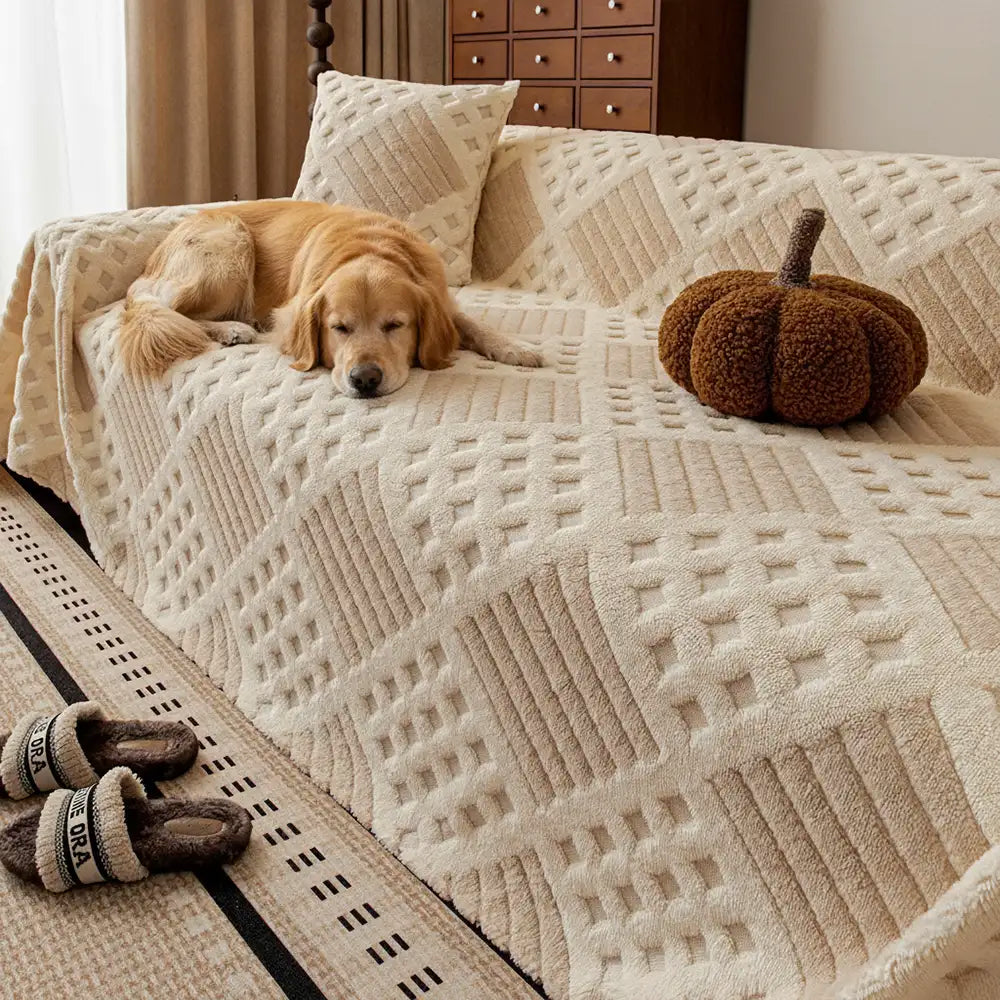 Thickened Plush Diamond Jacquard Sofa Scratch-Resistant Sofa Cover