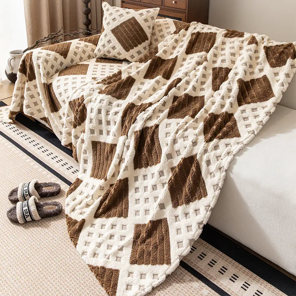 Thickened Plush Diamond Jacquard Sofa Scratch-Resistant Sofa Cover