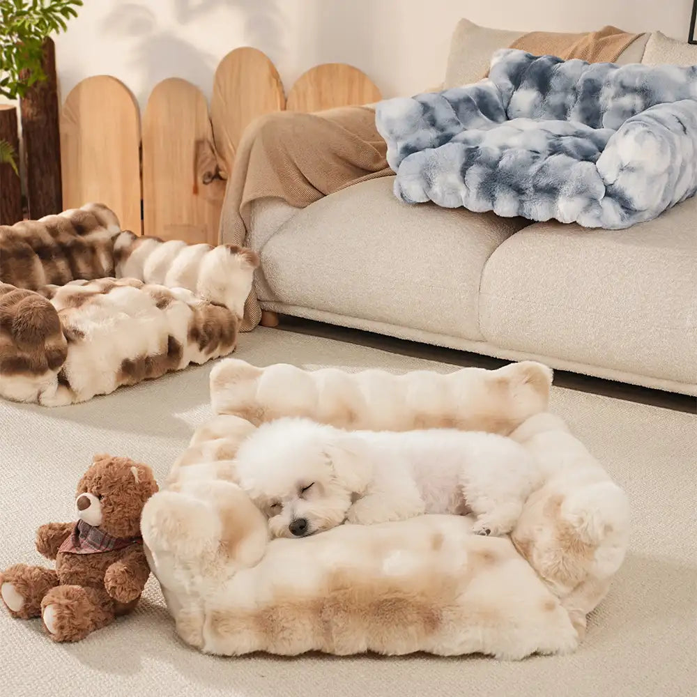 Tie-Dye Colour Fluffy Plush Lazy Comfortable Dog & Cat Sofa Bed