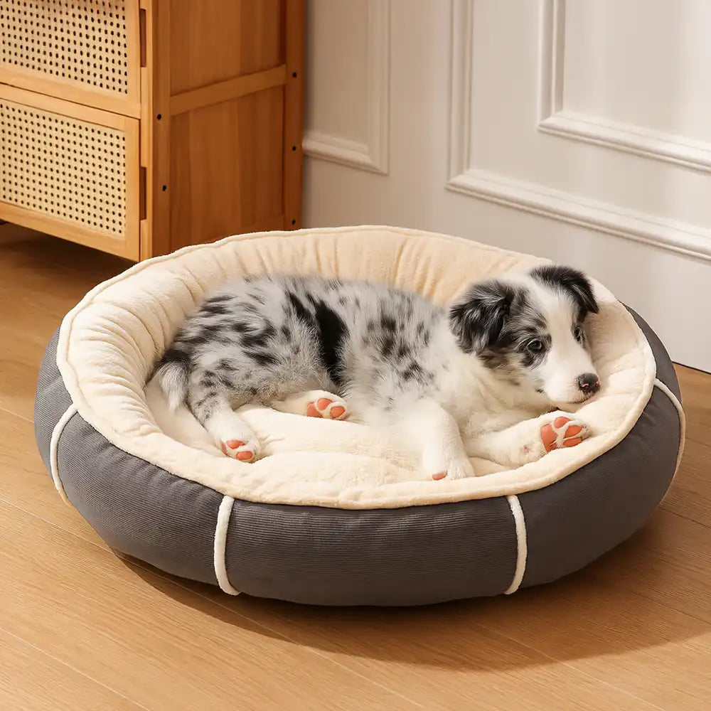 Ultra Plush Corduroy Anti-Anxiety Donut Dog Bed