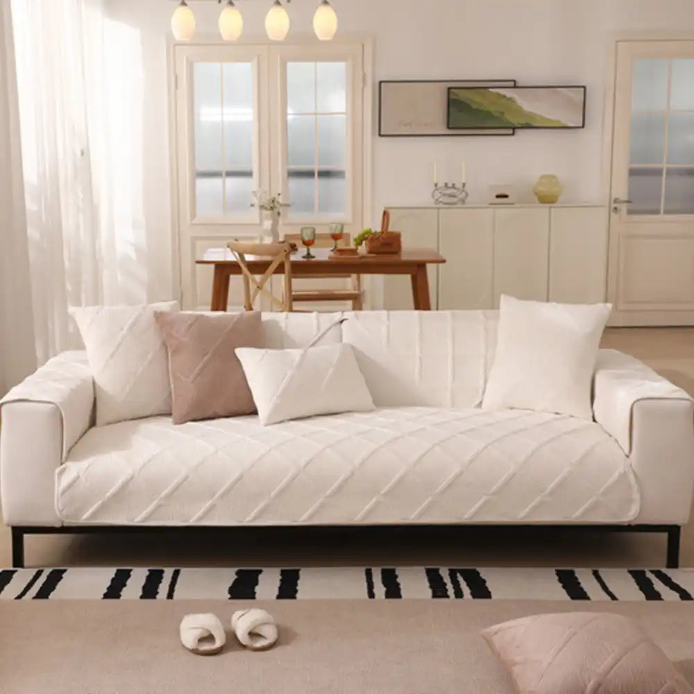 Velvety Soft Short Plush Modern Interiors Sofa Cover