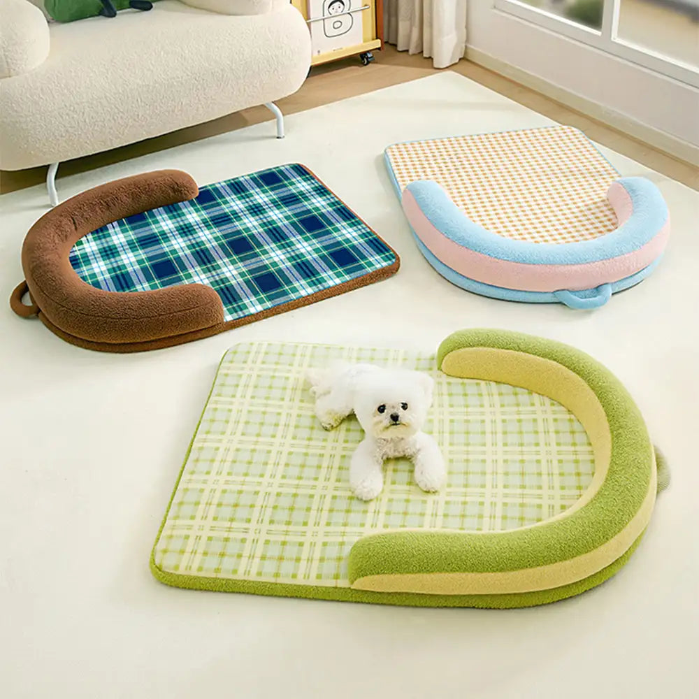 Vintage Plaid Spine Protection Large Dog Bed Pillow Dog Bed