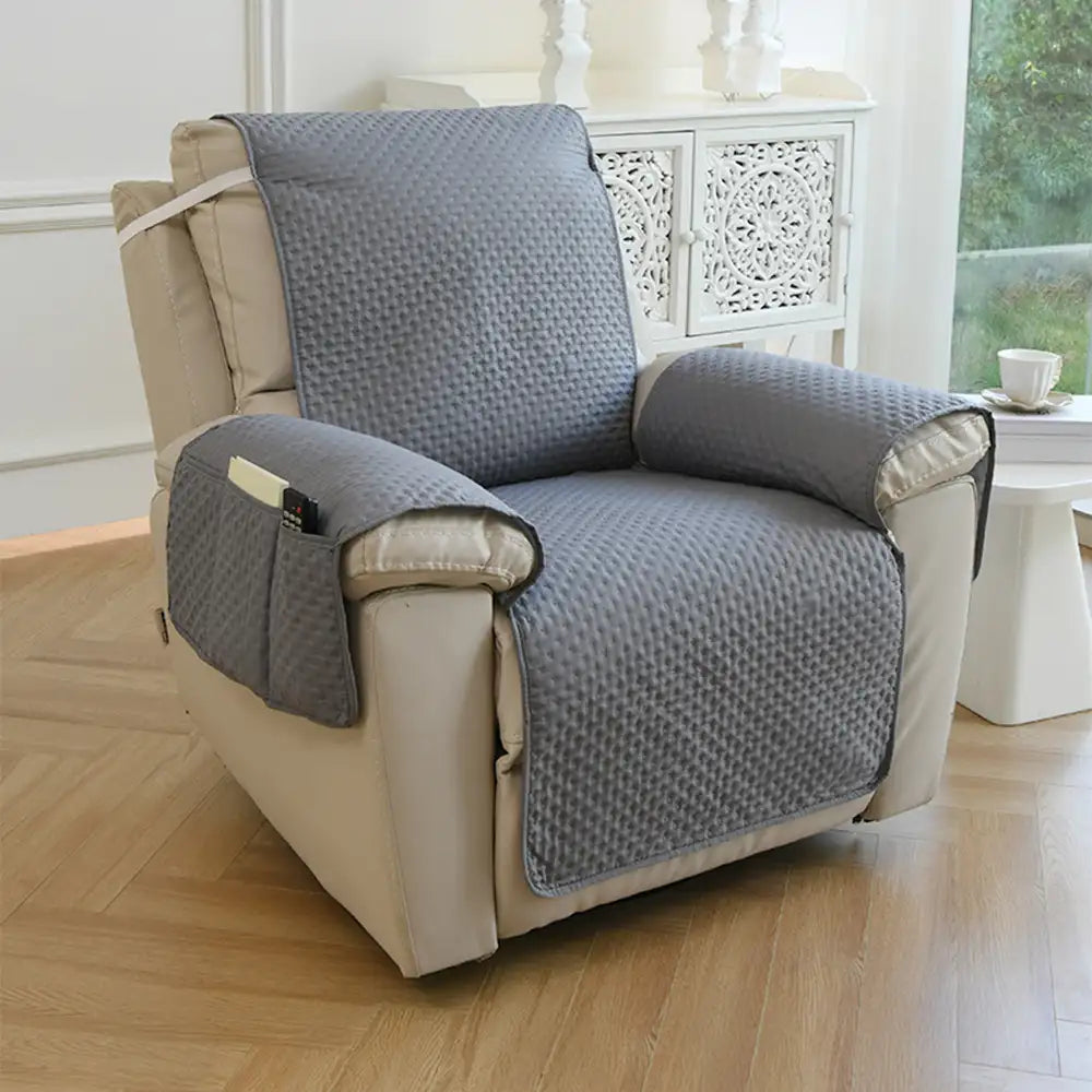 Water-Repellent Solid Color One Piece Armchair Couch Cover with Elastic Straps