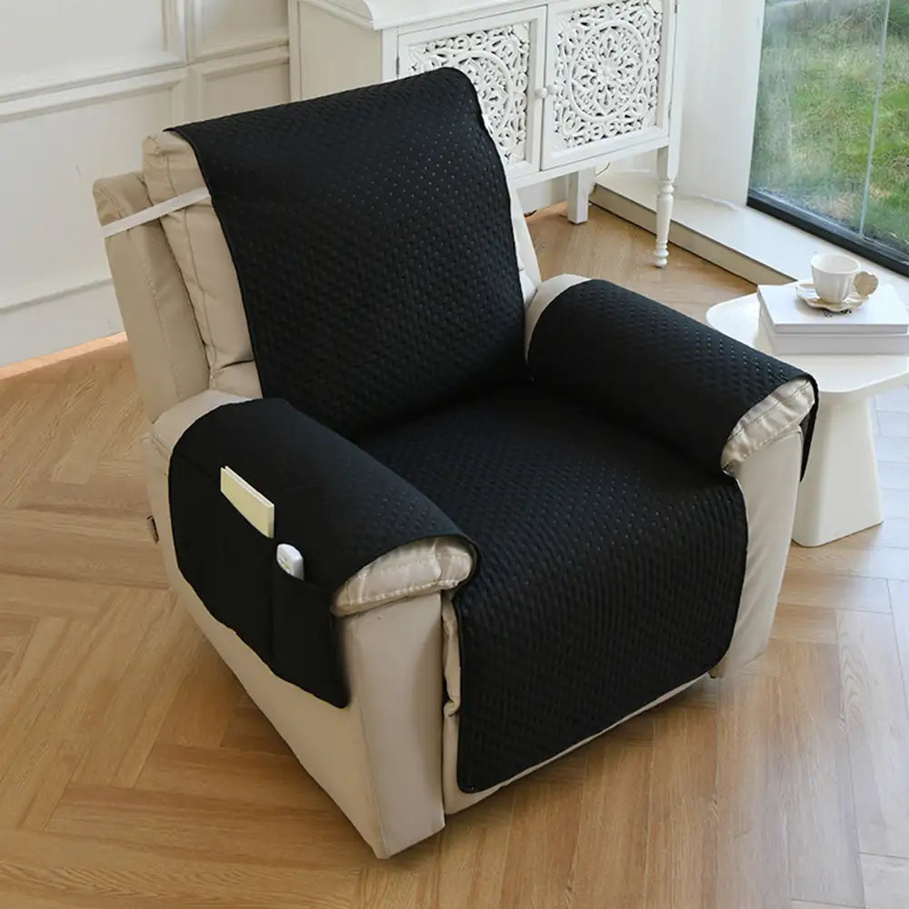 Water-Repellent Solid Color One Piece Armchair Couch Cover with Elastic Straps